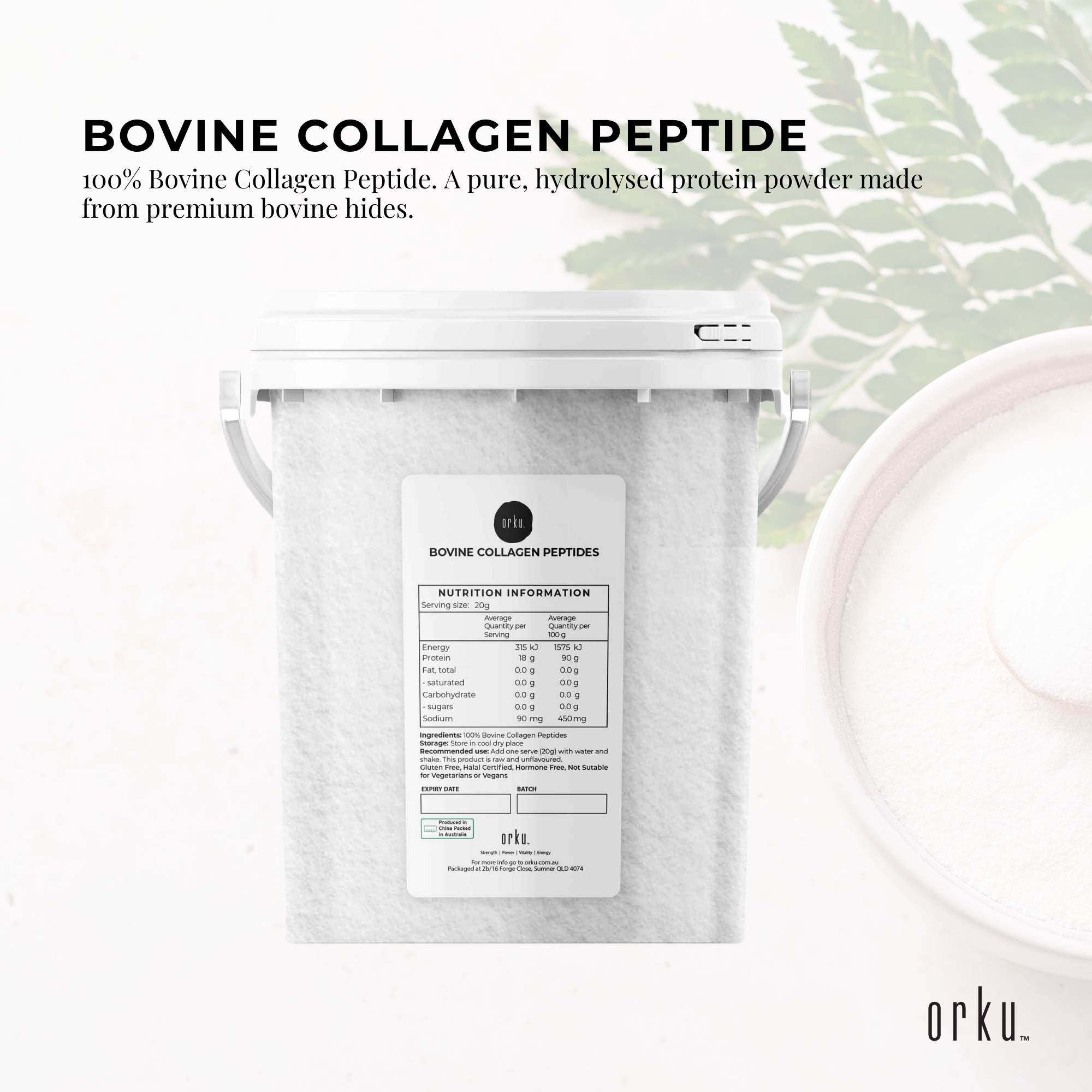 Collagen Powder Tub - Bovine Hydrolysate Protein Peptide Supplement Unflavoured-1