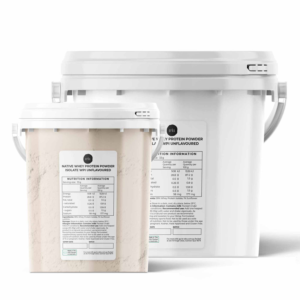 Orku Native Whey Protein Isolate Powder - Unflavoured WPI Bucket-0