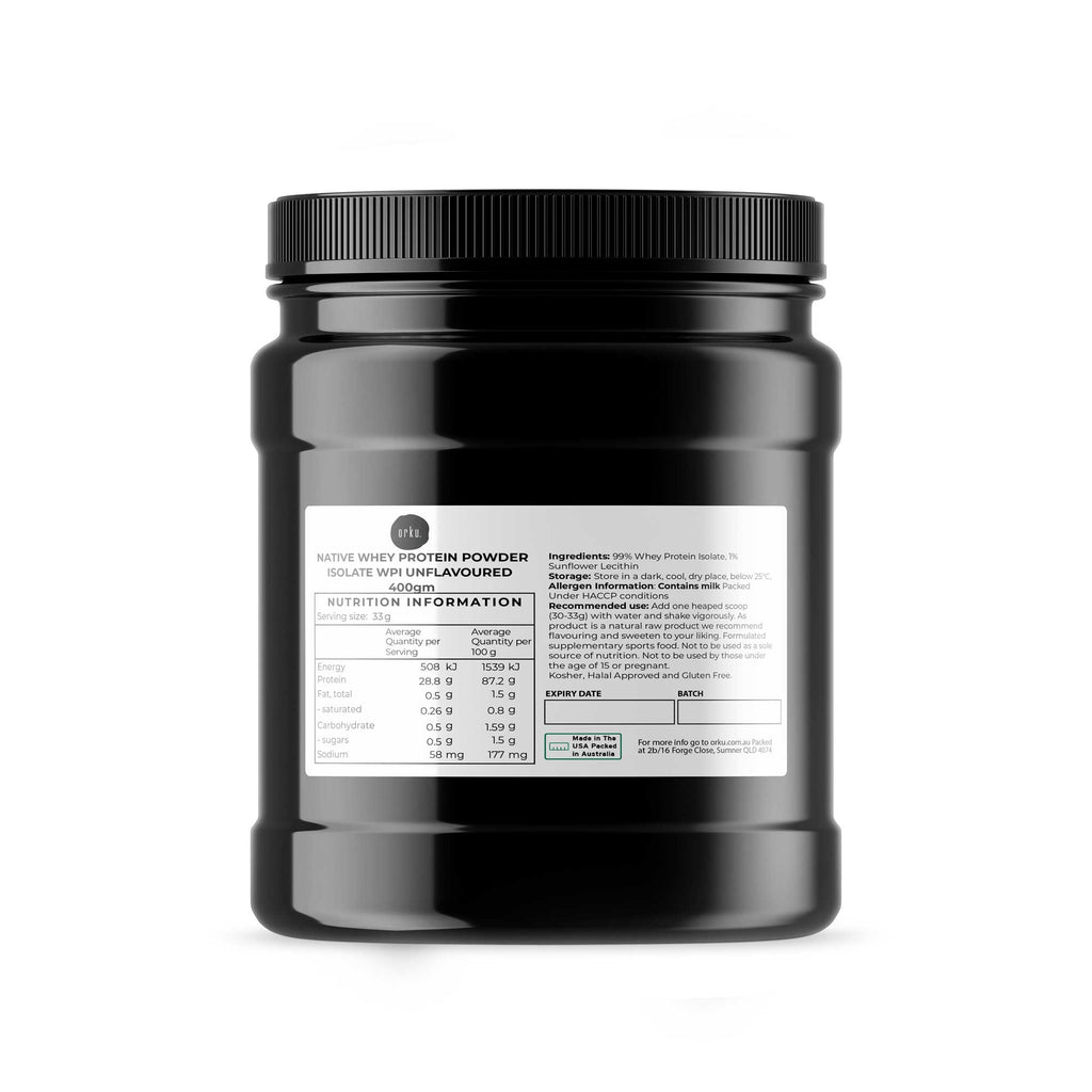 Orku Native Whey Protein Isolate Powder - Unflavoured WPI Jar-1