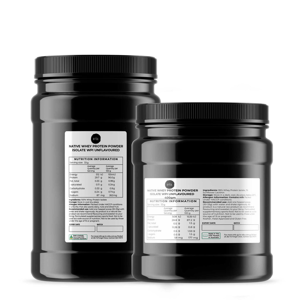 Orku Native Whey Protein Isolate Powder - Unflavoured WPI Jar-0