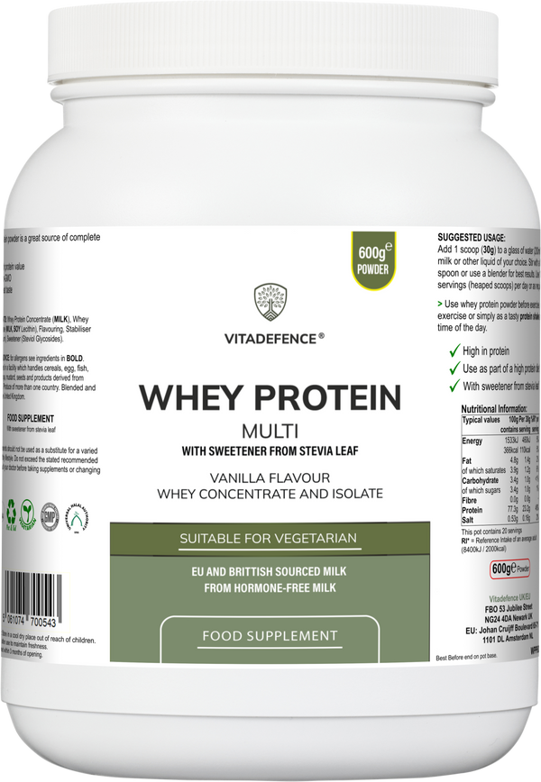 Whey Protein Multi | Vanilla Flavour Protein Powder with Stevia – 600 g-0