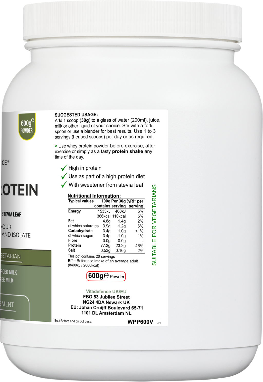 Whey Protein Multi | Vanilla Flavour Protein Powder with Stevia – 600 g-3