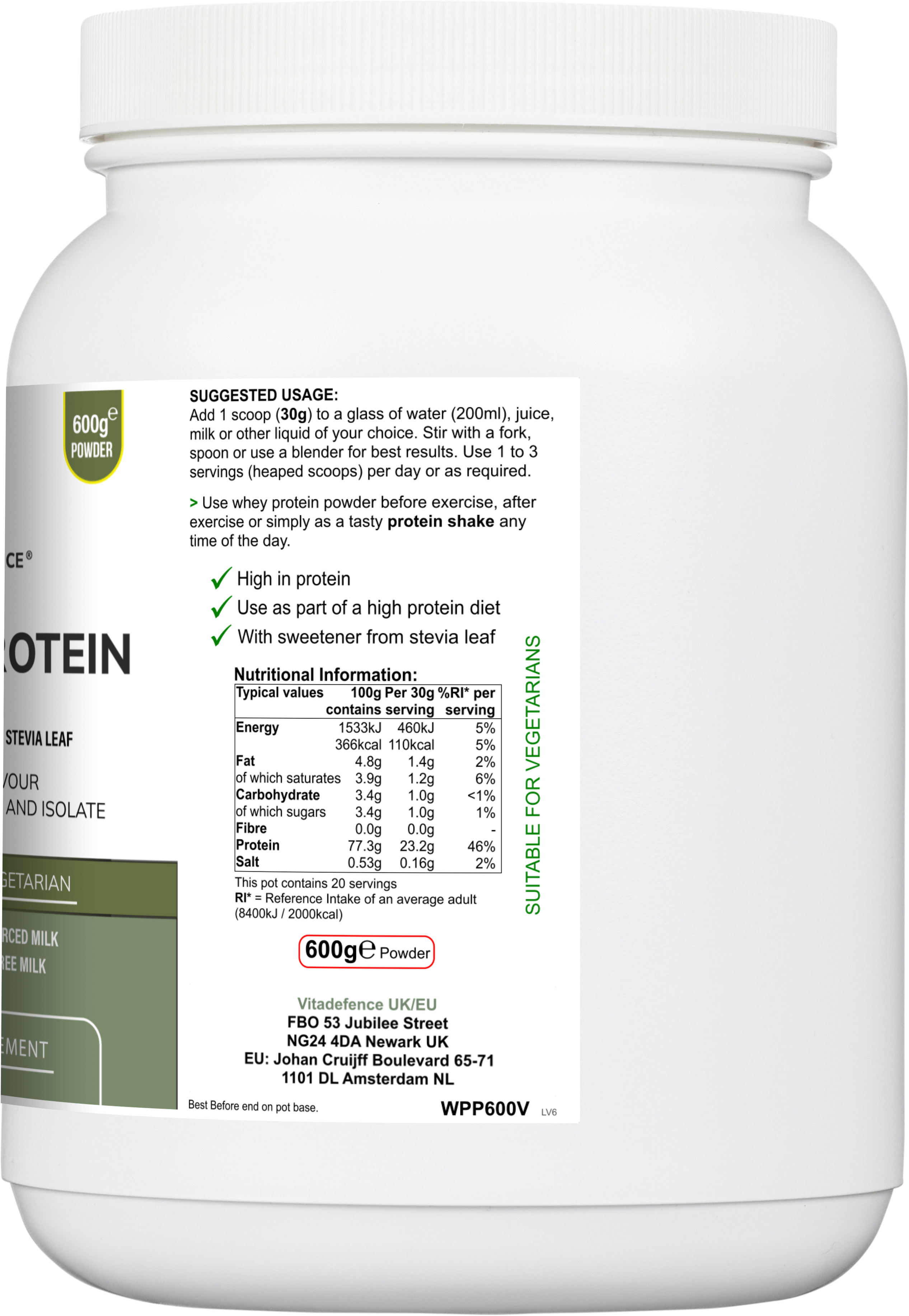 Whey Protein Multi | Vanilla Flavour Protein Powder with Stevia – 600 g-3