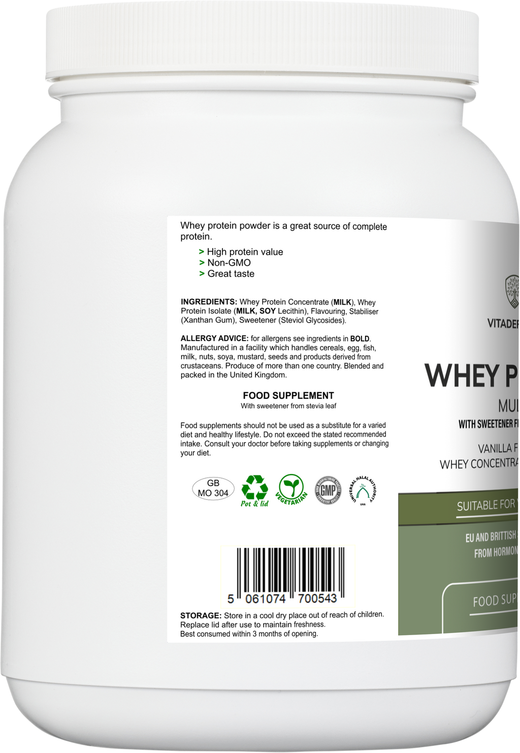 Whey Protein Multi | Vanilla Flavour Protein Powder with Stevia – 600 g-2