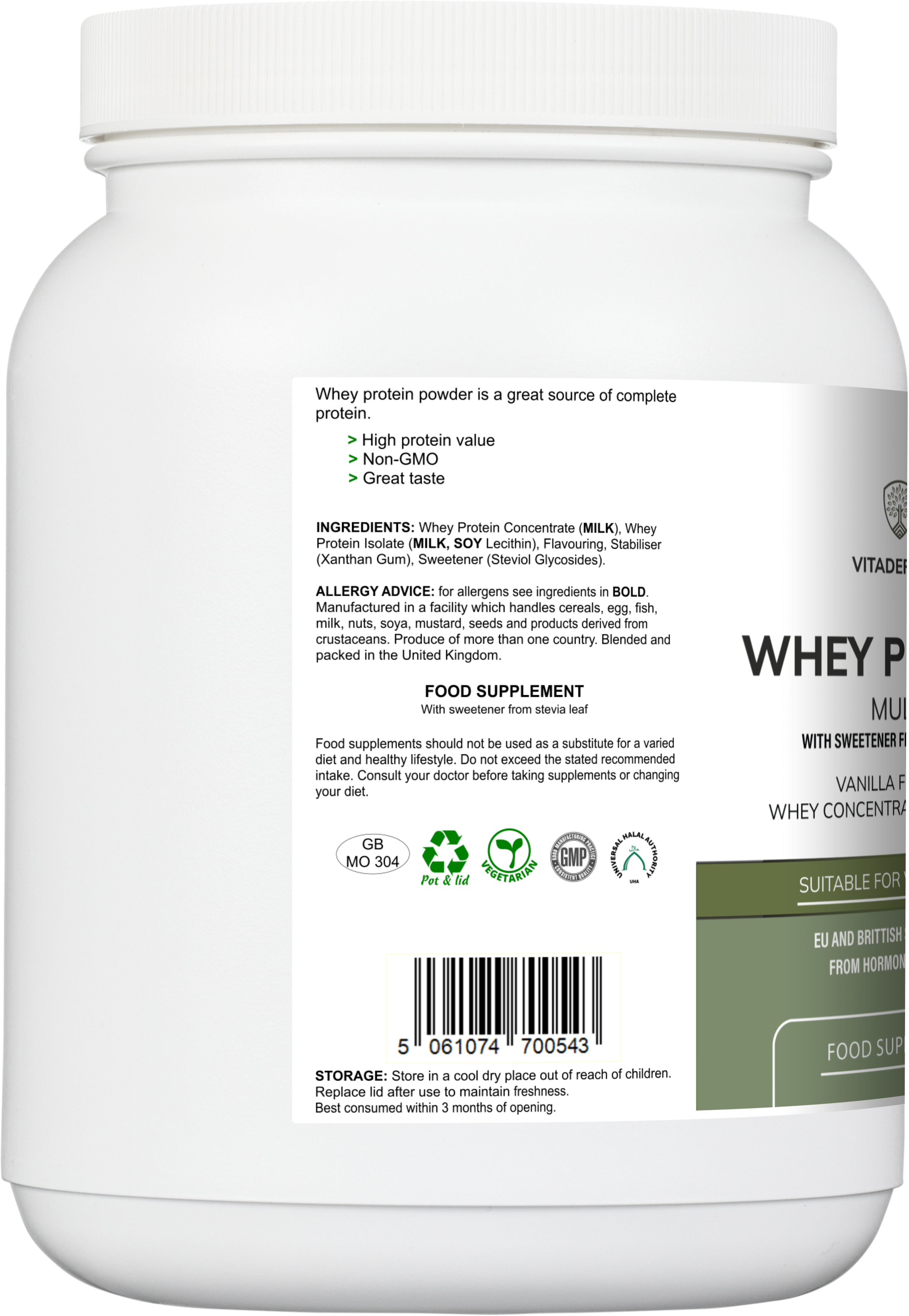Whey Protein Multi | Vanilla Flavour Protein Powder with Stevia – 600 g-2