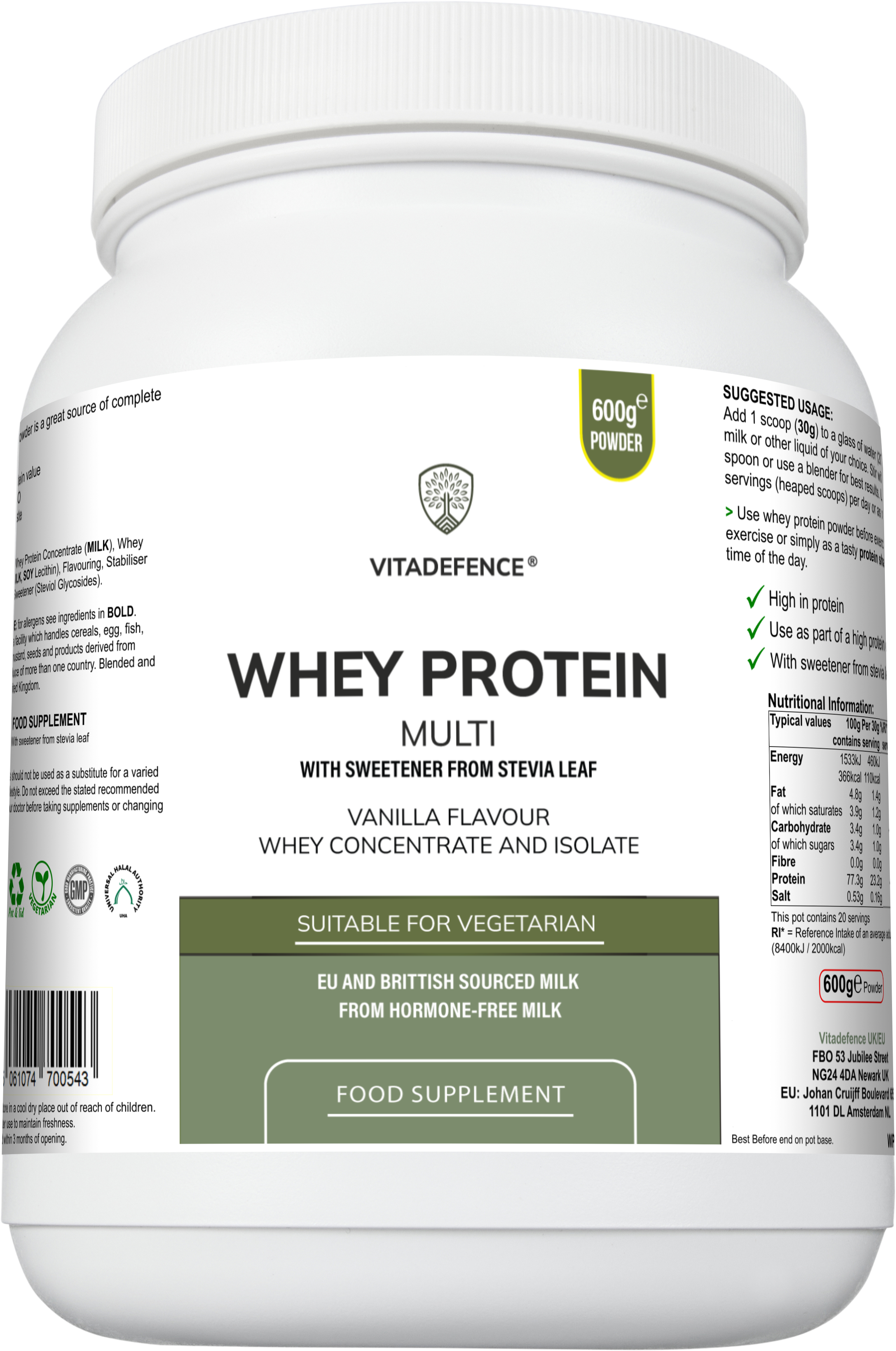 Whey Protein Multi | Vanilla Flavour Protein Powder with Stevia – 600 g-1