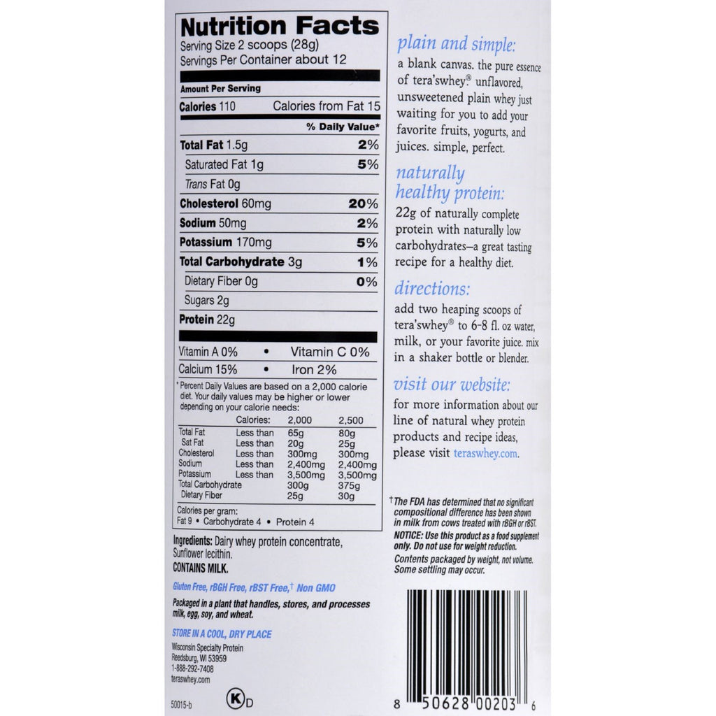 Tera's Whey rBGH Free Whey Protein  (1x12 OZ)