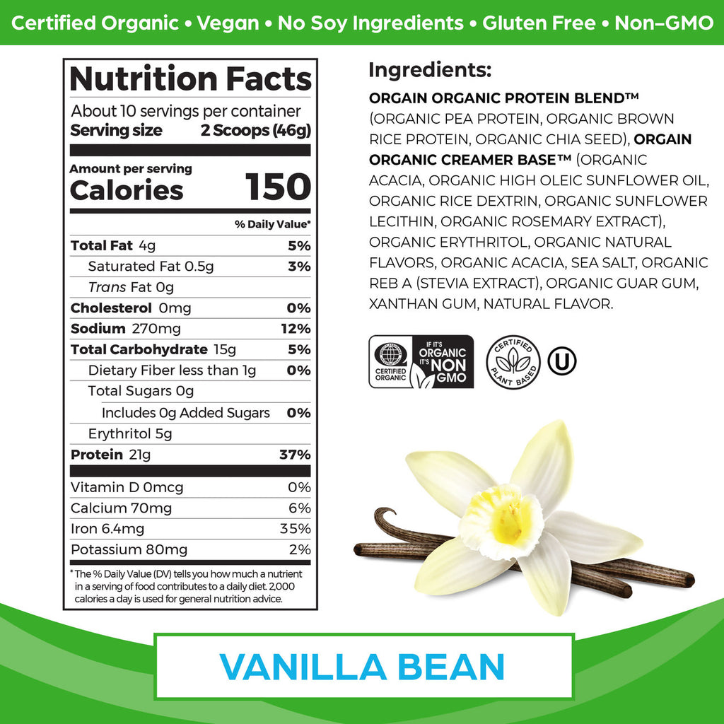 Orgain Organic Plant Based Protein Powder, Sweet Vanilla Bean (1X1.02 Lb  )-1